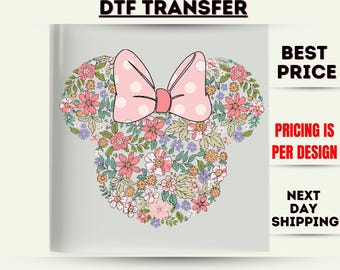 Floral Minnie Mouse DTF, 2026 Disney Trip Dtf , Disneyland Family Matching Ready For Press, Custom Iron On Transfer,