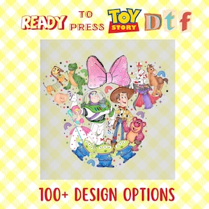 Toy Story Watercolor DTF, Minnie Head Toy Story Characters Design, Custom Disney Trip Transfer, Toy Story Friends DTF,