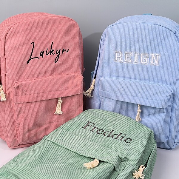 Personalized embroidered backpack, kids backpack personalized, custom name backpack, embroidered backpack adult, Corduroy Backpack kids