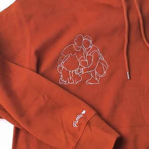 Custom Embroidered Couples Portrait Shirt, Outline Photo Hoodie Sweatshirt, Personalized Couple Hoodie, Engagements, GF BF Valentine Gifts