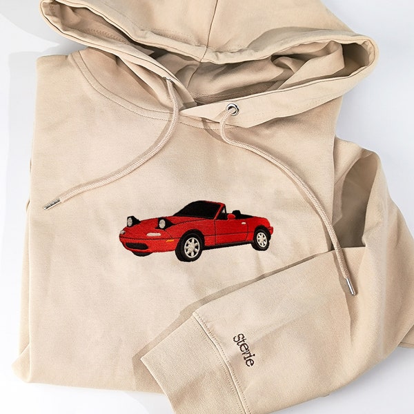 Aangepaste auto geborduurde hoodie, autoliefhebbers sweatshirt, gepersonaliseerde raceauto hoodie, cadeau voor hem, auto's geborduurd, Valentijnscadeau, cadeau voor papa