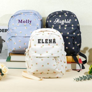 Sac à dos brodé personnalisé avec nom, sac à dos personnalisé pour enfant, sacs à dos monogramme pour tout-petit, joli cartable d'école, sac d'école maternelle, cadeau pour enfant