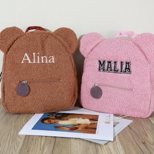 Sac à dos personnalisé pour tout-petit avec ours en peluche, sac à dos avec nom personnalisé, sac personnalisé, sac à dos brodé pour enfants, sac à dos avec nom personnalisé image 1