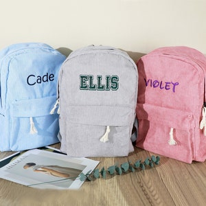 Personalized embroidered backpack, kids backpack personalized, custom name backpack, embroidered backpack adult, Corduroy Backpack kids image 1