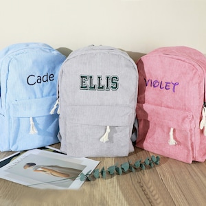 Personalized embroidered backpack, kids backpack personalized, custom name backpack, embroidered backpack adult, Corduroy Backpack kids image 1