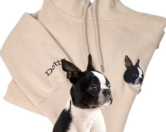 Entwerfen Sie Ihren Hunde-Hoodie, individuell besticktes Hundeportrait, personalisiertes Haustiergesicht und Kosenamen-Sweatshirt, individueller Katzen-Hoodie, Geschenk für Hundemama