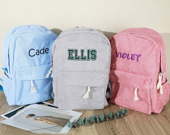 Mochila bordada personalizada, mochila para niños personalizada, mochila con nombre personalizado, mochila bordada para adulto, Mochila Corduroy niños