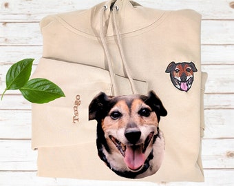 Gestickter Kapuzenpullover Hund, individuell besticktes Portrait-Haustier vom Foto-Hoodie, personalisieren mit Haustierfoto und Namen, Geschenk für Katzenliebhaber, Geschenk für Hundevater