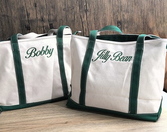 Design Your Tote Bag, Personalized Embroidered Tote, Custom Bag, Custom Name Tote, Shoulder bag, Canvas Boat Tote Adult, Gift for Friend