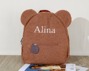 Teddybär-Kleinkind-Rucksack, kundenspezifischer Reise-Rucksack, mit Monogramm Vorschul-Kinderrucksack, Kindergeschenk für Kindbaby, personalisierte Namenstasche