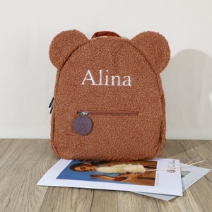 Teddy Bear Toddler Backpack, Custom Travel Backpack, Monogrammed Preschool Kids Backpack, Child Gift for kid baby, Personalized Name Bag zdjęcie 1