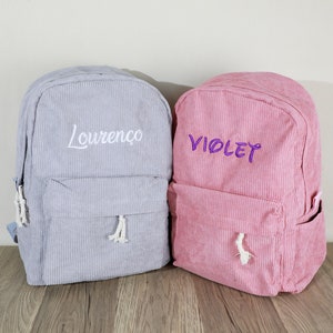 Personalisierter bestickter Rucksack, Kinderrucksack personalisiert, individueller Namensrucksack, bestickter Rucksack für Erwachsene, Cordrucksack für Kinder Bild 3