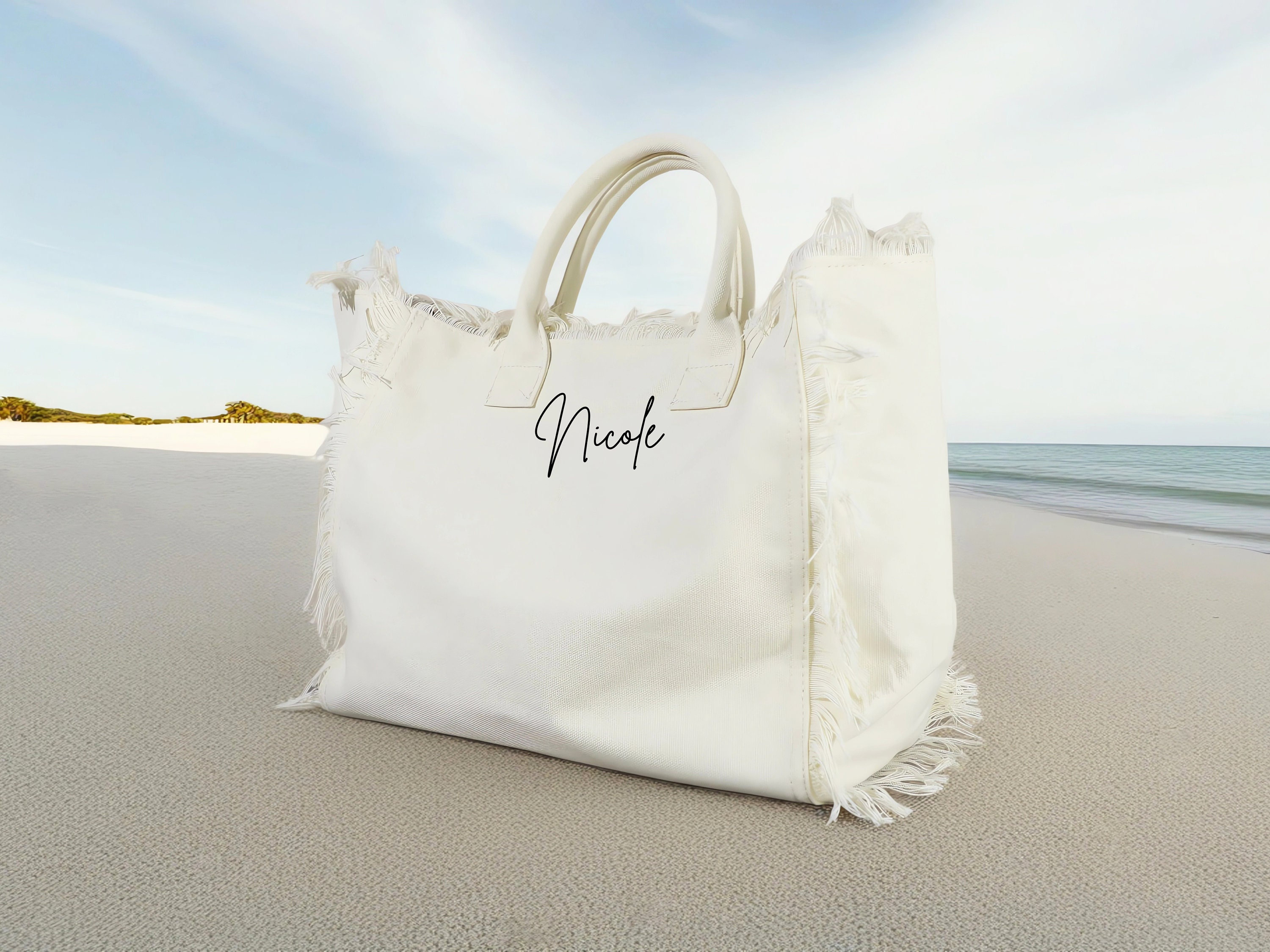 ★TOUT Y EST★ Simple shopper bag 62 ethnic fringe ivory G62 Fringe tote bag – Shoptieitup