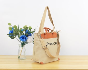 Personalized Embroidered Canvas Bag for Women, Slouchy Bag, Personalized Shoulder Bags, Messenger Bag, Travel Bags Casual Tote Crossbody Bag