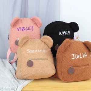 Sac à dos personnalisé pour tout-petit avec ours en peluche, sac à dos avec nom personnalisé, sac personnalisé, sac à dos brodé pour enfants, sac à dos avec nom personnalisé image 2