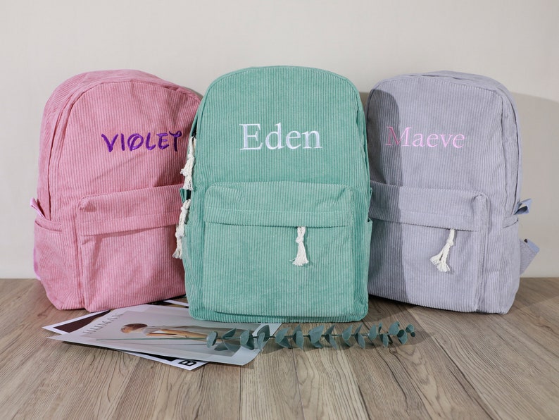 Personalized embroidered backpack, kids backpack personalized, custom name backpack, embroidered backpack adult, Corduroy Backpack kids image 4