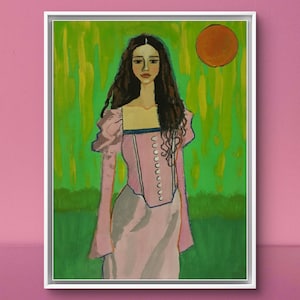 Framed Canvas Print | Premium Black Floating Frame Wall Art | Museum Quality 432 MP Fine Art Artwork | The Pink Dress