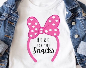 Here for the snacks shirt, Disney shirt, Girl Mouse shirt, Disney matching, Disney World shirt, Disneyland shirt, toddler Disney shirt