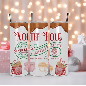 North Pole Hot Chocolate Co. 20oz skinny tumbler DIGITAL wrap