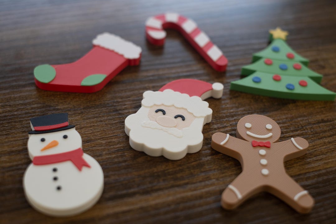 Christmas Magnet Set | Santa, Snowman & More | 3D Printed Holiday Decor ...