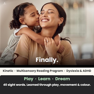 Sight Word Reading Program | Dyslexia ADHD Neurodivergent | Multisensory Kinetic Flashcards Hopscotch Workbook | Pre-K Ages 4-5 | Complete