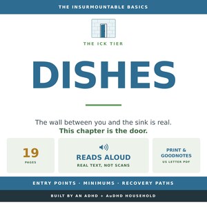 Dishes Help for ADHD Adults | Printable Visual Guide | Task Paralysis and Executive Function Support | Neurodivergent Life Skills PDF