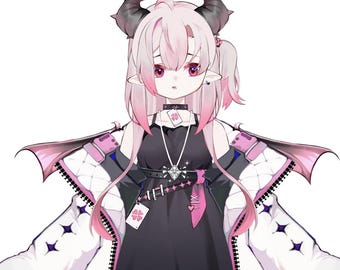 Live2d Premade Vtuber Models : Kawaii Demon -  Commercial Fully Rigged - Ready to use - Youtube Twitch - L2D - Adoptable - VTS - Custom