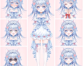 Live2d Premade Vtuber Model : Female Blue Angel - Commercial FULLY RIGGED - Ready to use - Youtube Adoptable - L2D - Vbridger - VTS - Custom