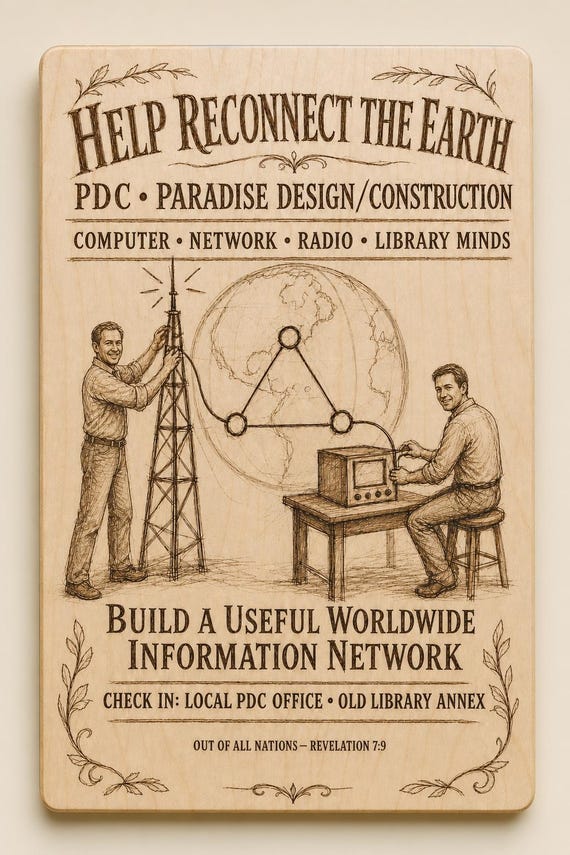 Paradise Design Construction Reconnect the Earth 0.236 in Birch Engraved Sign, Paradise Reconstruction Wall Decor