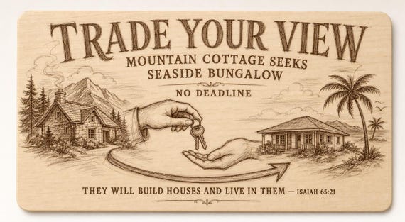 Trade Your Paradise View 0.236 in Birch Engraved Sign, JW Paradise Wall Decor and Gift