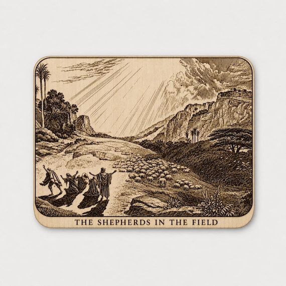 Photo-Drama of Creation Slide – The Shepherds in the Field – Birch Plaque