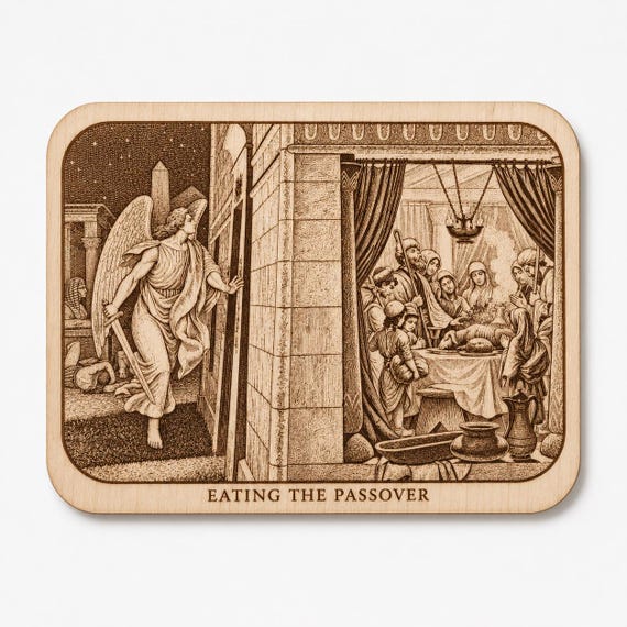 Photo-Drama of Creation Slide – Eating the Passover – Birch Plaque