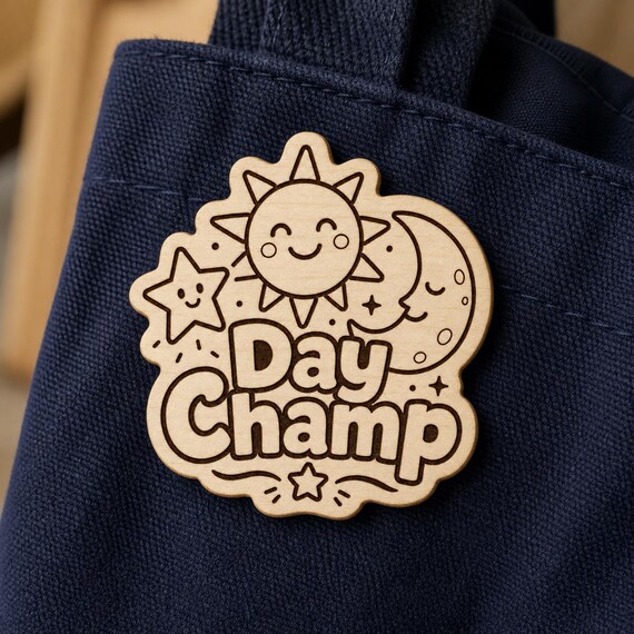 All Day Champ Engraved Birch Reward Badge, JW Kids Convention Gift, Lapel Pin Magnet or Keychain