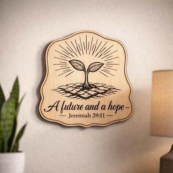 Jeremiah 29:11 Wood Scripture Plaque, Future and Hope Bible Verse Sign, Birch Wall Decor