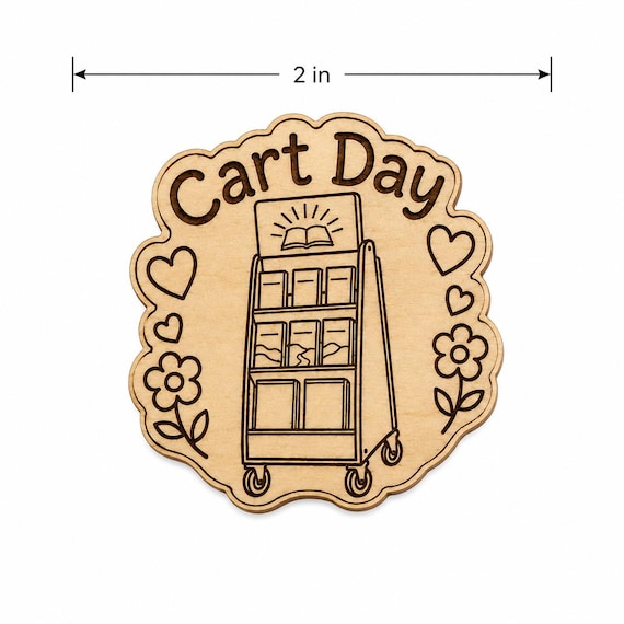 Engraved Birch Cart Day, Literature Cart Badge, Ministry Keepsake, Lapel Pin, Magnet, Keychain, shown in an additional close-up listing view with visible shape and details.