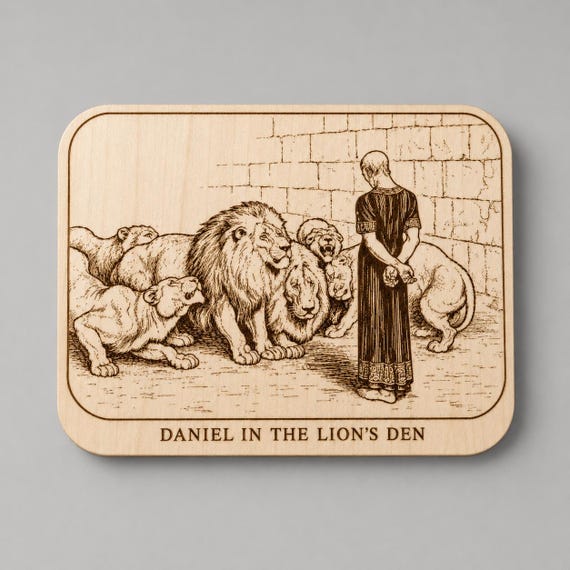 Photo-Drama of Creation Slide – Daniel in the Lion’s Den – Birch Plaque