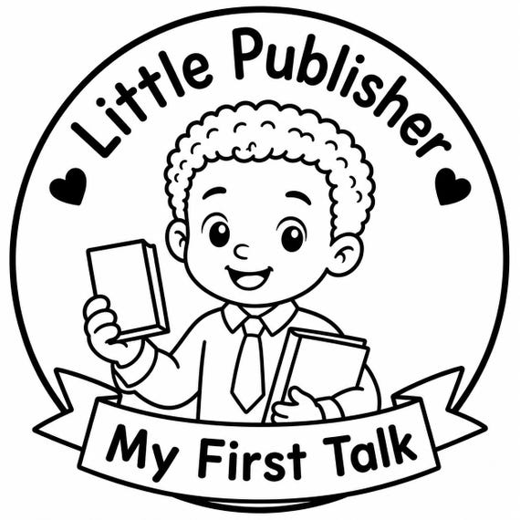 Personalized Little Publisher Wood Pin (boy or girl), Custom Achievement Badge, My First Talk (Magnet or Keychain), shown in listing image 7 with additional visible details or options.