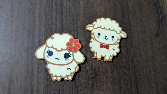 Full Color JW Sheep Pin, Durable Theocratic Gift, Magnet or Keychain for Pioneer and SKE School, shown in an additional close-up listing view with visible shape and details.