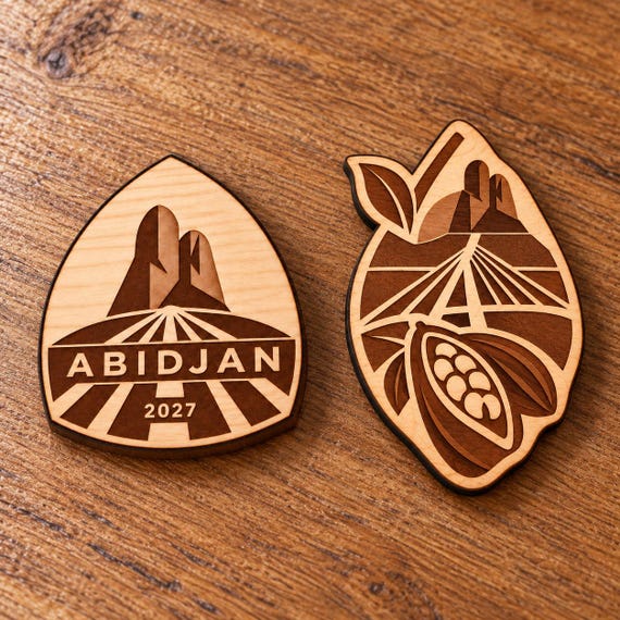 2027 International Convention Abidjan Engraved Birch Pin, Magnet or Keychain