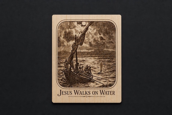 Photo-Drama of Creation Slide – Jesus Walks on Water – Birch Plaque