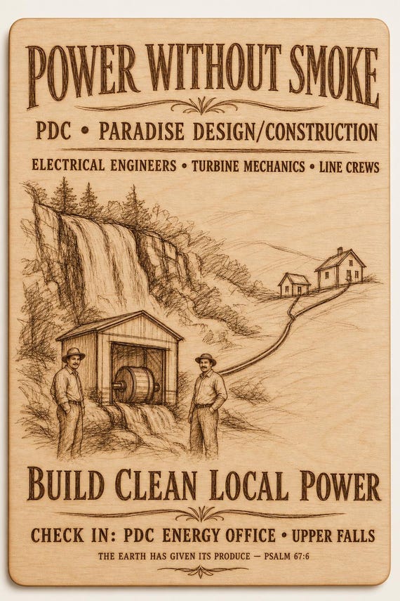 Paradise Design Construction Power Without Smoke 0.236 in Birch Engraved Sign, Paradise Reconstruction Wall Decor