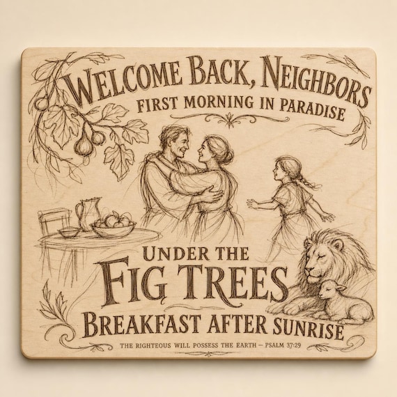 First Morning in Paradise 0.236 in Birch Engraved Sign, JW Paradise Wall Decor and Gift