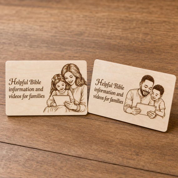 Ministry Contact Cards "Family", Personalized Birch QR Cards, Case Included with 10+ Cards