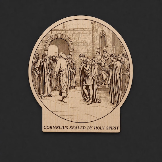 Photo-Drama of Creation Slide – Cornelius Sealed by Holy Spirit – Birch Plaque