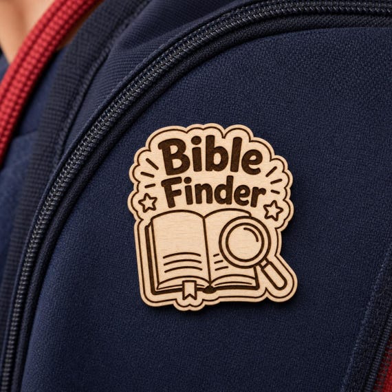 Page Scout Bible Finder Engraved Birch Reward Badge, JW Kids Meeting Gift, Lapel Pin Magnet or Keychain