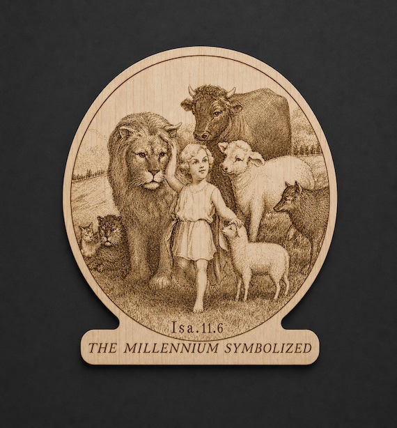 Photo-Drama of Creation Slide – The Millennium Symbolized – Birch Plaque