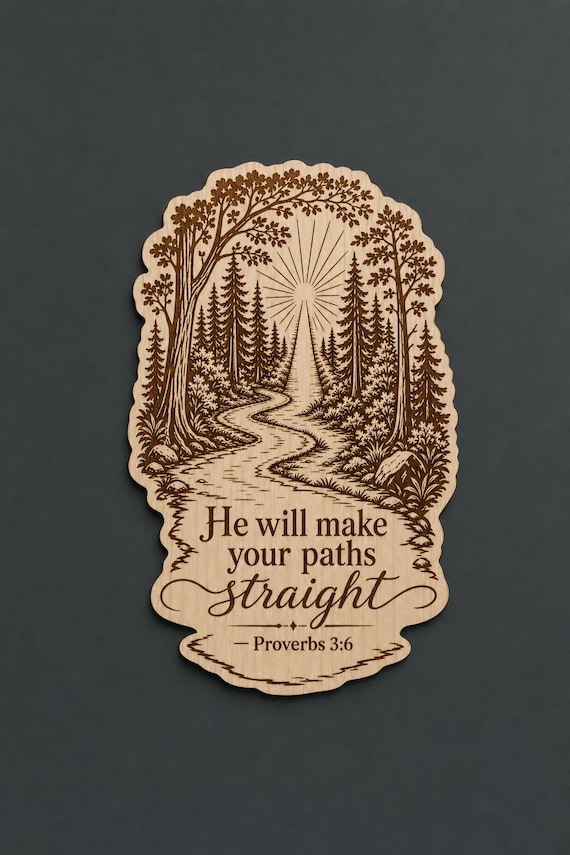 Proverbs 3:6 Wood Scripture Plaque, Forest Path Wall Decor, Birch Bible Verse Sign