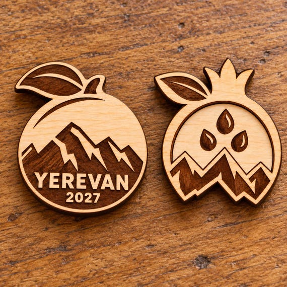 2027 International Convention Yerevan Engraved Birch Pin, Magnet or Keychain