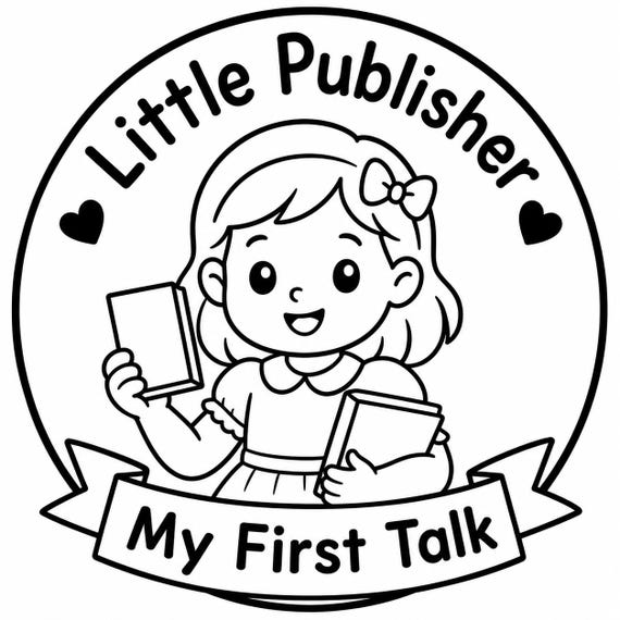 Personalized Little Publisher Wood Pin (boy or girl), Custom Achievement Badge, My First Talk (Magnet or Keychain), shown in listing image 4 with additional visible details or options.