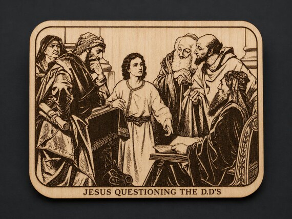 Photo-Drama of Creation Slide – Jesus Questioning the D.D’s – Birch Plaque